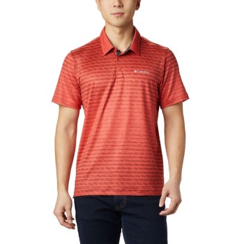 Columbia Polo Heren, Tech Trail Print Rood, 75GYSDJTE